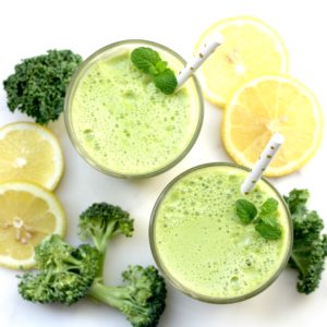 vitality juice with kale, cucumber, apple, mint, ginger, broccoli