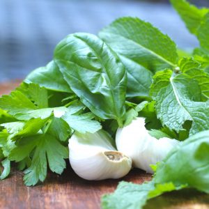 herbs and garlic