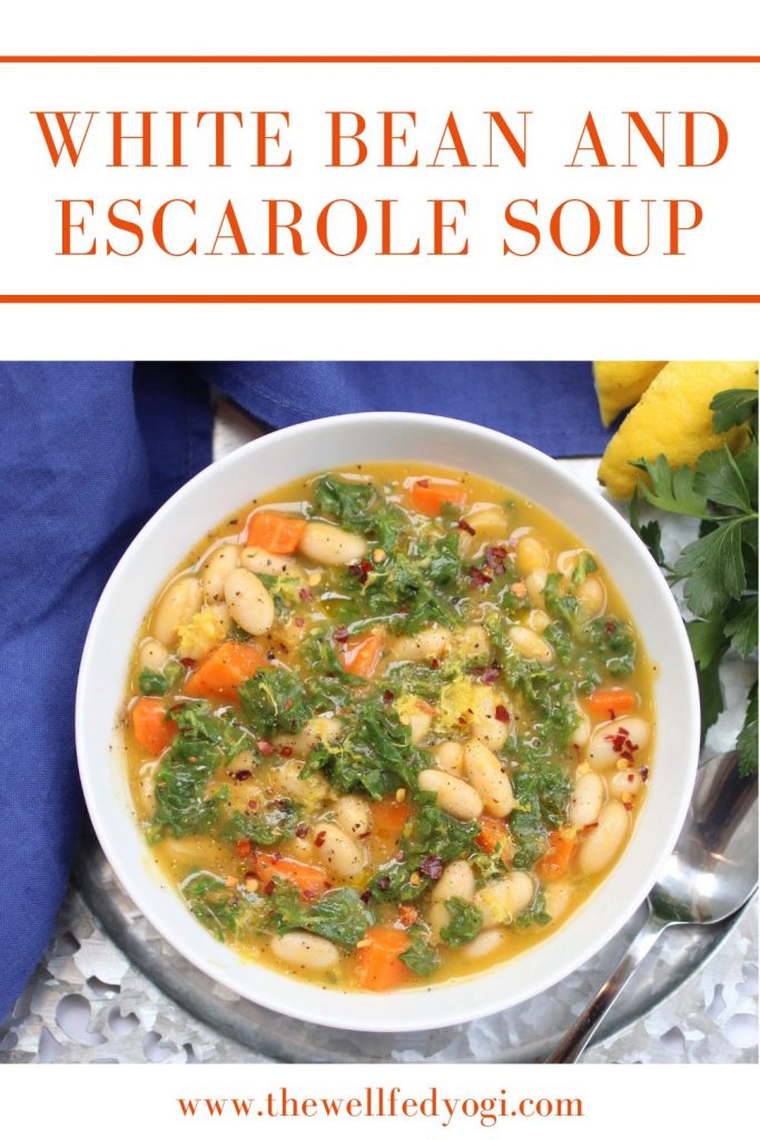 white bean and escarole soup pinterest graphic