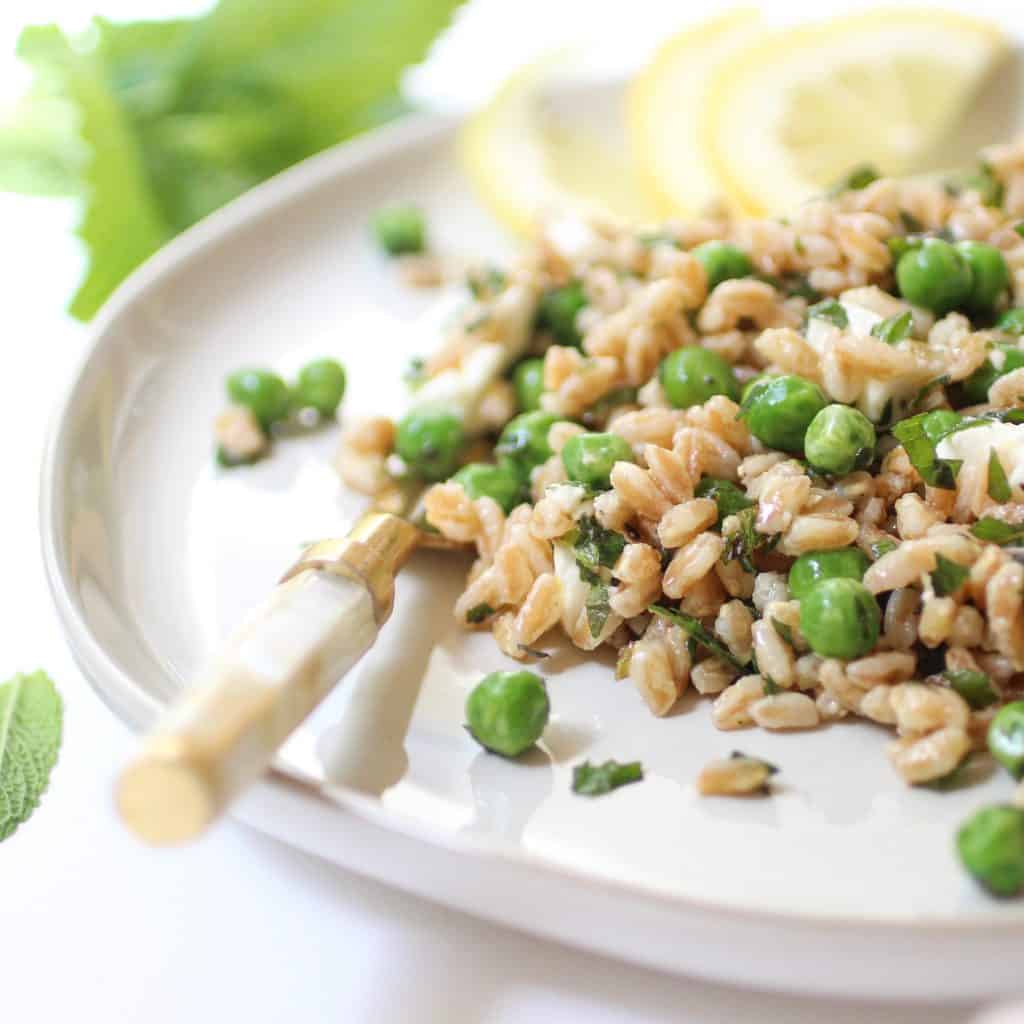 Farro and Pea Salad for the post on 15 Delicious Vegan Mother's Day Recipes