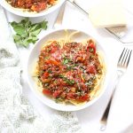 a bowl of lentil bolognese