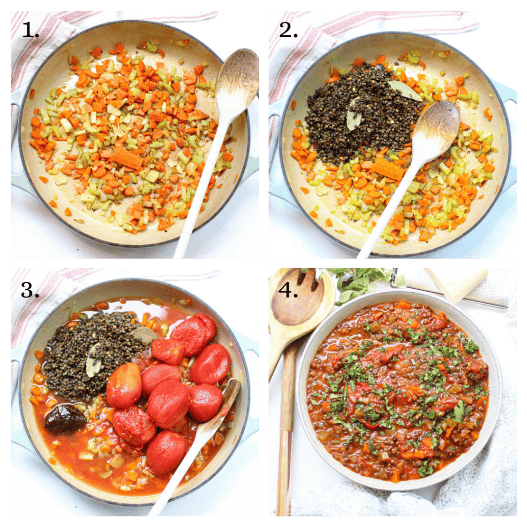 Steps to make Lentil bolognese