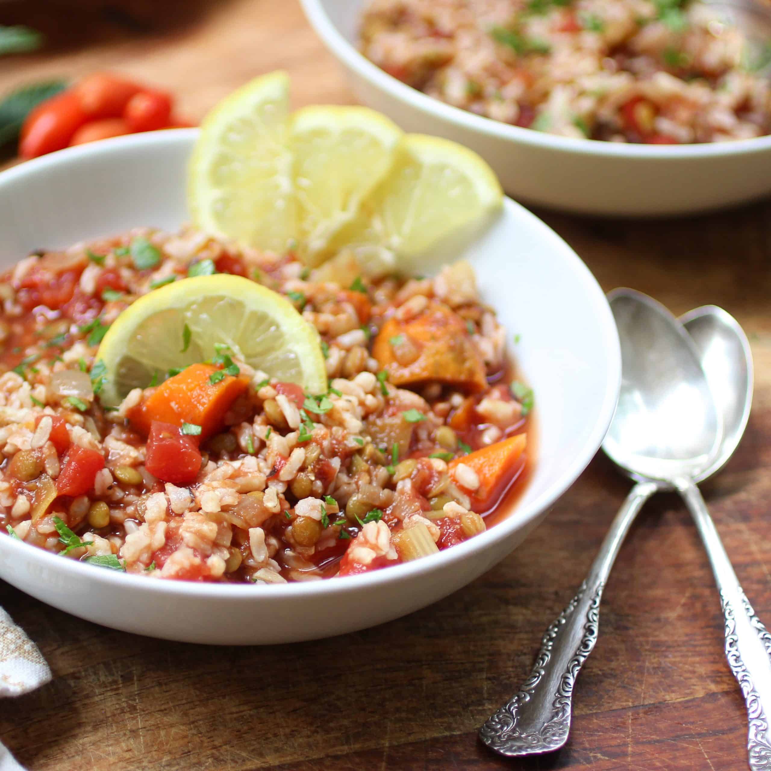 Rice and lentils - oil free!